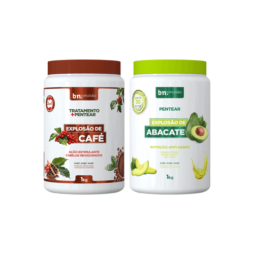Kit Creme de Pentear de Café + Creme de Pentear de Abacate 1Kg (2 itens) | bn.Cachos